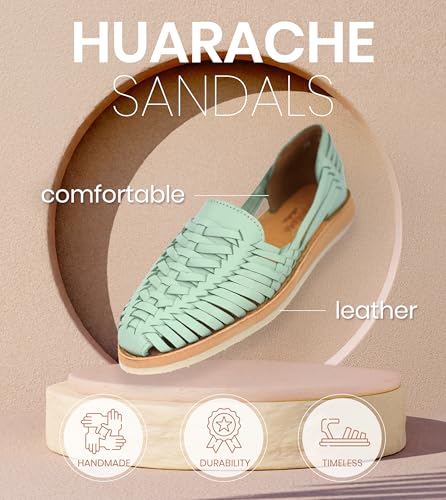 Image of Macarena Collection Womens Shoes Leather Sandal Flat for Women | Huarache Handmade Mexican Sandals | Comfortable & Stylish Womens Sandals 3050