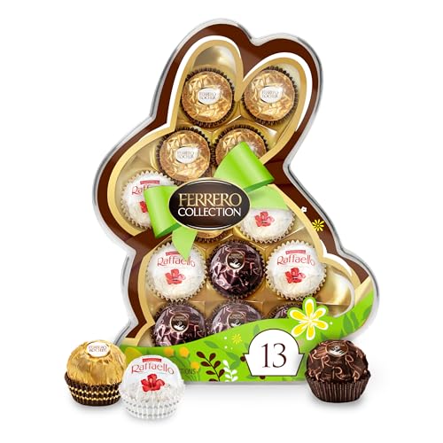 Ferrero Collection, ​13 Count, Premium Gourmet Assorted Hazelnut Milk Chocolate, Dark Chocolate and Coconut, Easter Bunny Gift Box, Great Easter Gift, 5 oz