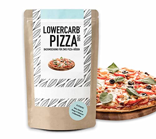 Mezcla de pizza baja en carbohidratos para 2 bases de pizza o 1 molde | 90% menos de carbohidratos | Sin gluten, 29 g de proteína vegana, con harina de almendras, cáscaras de psyllium y linaza, cetog