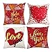 SHINEHUA 4er Set Valentinstag Dekorative Kissenbezug Outdoor Wurf Zierkissenhülle Rot Muster Kissenhülle für Sofa Zimmer Baumwolle Leinen Valentine Anniversary Hochzeitskissen Kissenbezüge