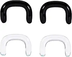DOEARKO Retentor de septo de vidro 16 G a 8 G - 2 retentores pretos + 2 retentores transparentes em forma de U com O-Rings hipoalergênico invisível piercing de nariz para trabalho, esportes e cirurgia