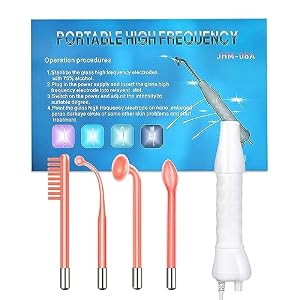 Yofuly High F-requency Face Wand, Portable High F-requency Facial Machine with 4 Red Neon Stabs, Skin Tightening Machine for Facial Beauty, Face Device for Skin Care Home Salon Use