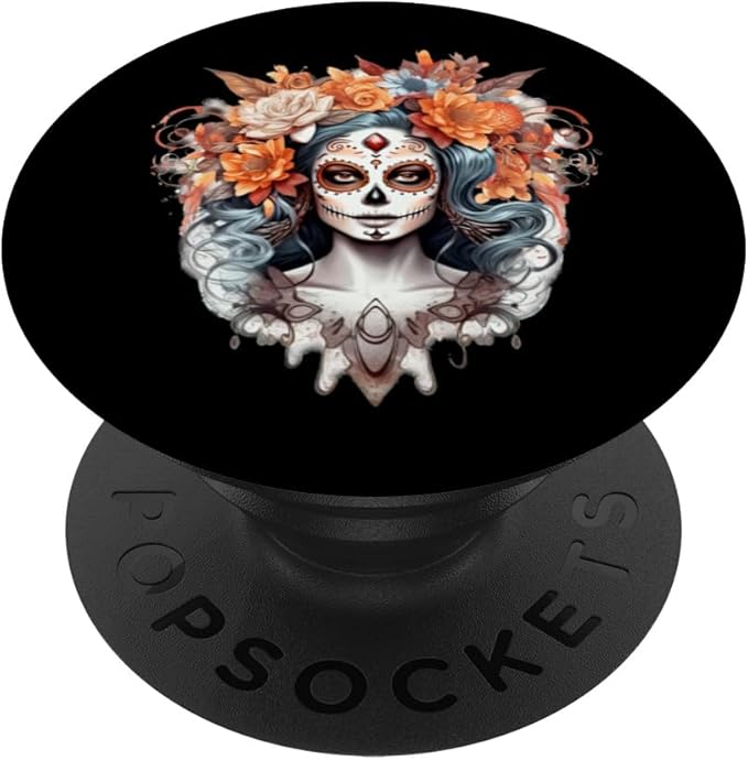 Sugar Skull Woman Flower Tattoo Day Dead Dios De Los Muertos PopSockets Standard PopGrip