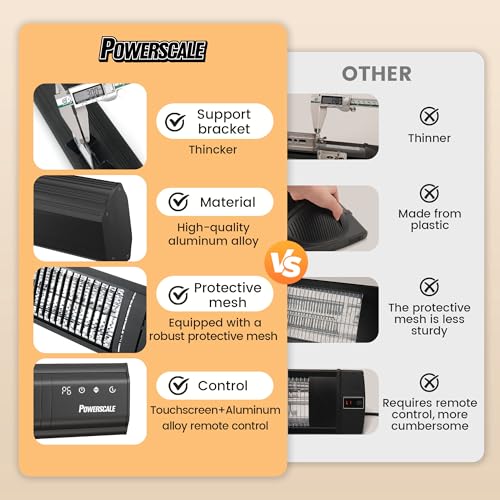 Powerscale T17 Infrared Heater 24H Timer Outdoor Heater,Ip65,Memory Function Infrared Electric Patio Heater,9 Levels Heating Touchscreen thumb #7
