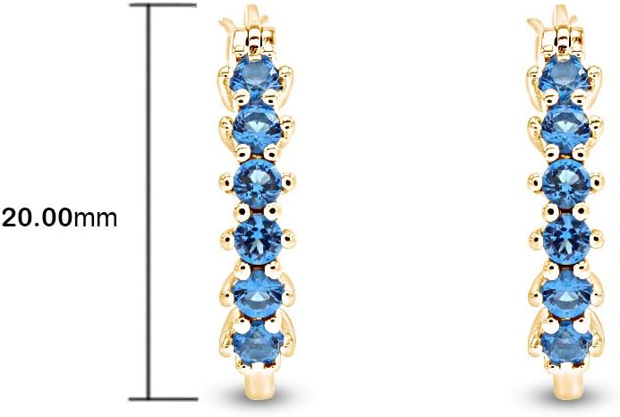 14k Gold Plated 925 Sterling Silver Simulated London Blue Topaz Hoop Earrings Jewelry Gift for womens - Image 4