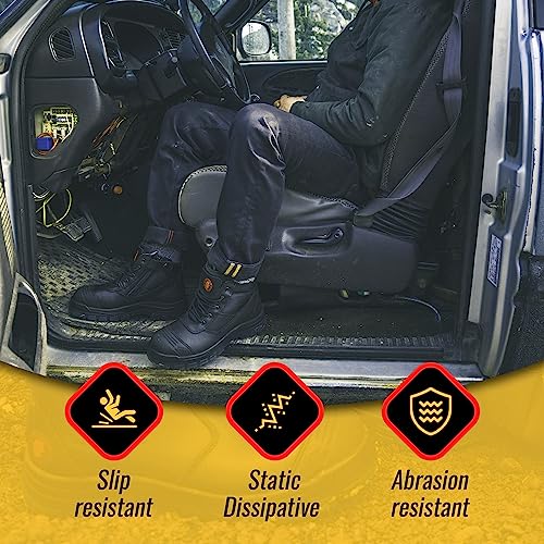 Rockrooster Men's Work Boots, Steel Toe, Ykk Zipper, 6 Inch, Slip Resistant Safety Oiled Leather Shoes, Static Dissipative, Breathable, Quick Dry(Ak050 Black, 8.5) #TOP4