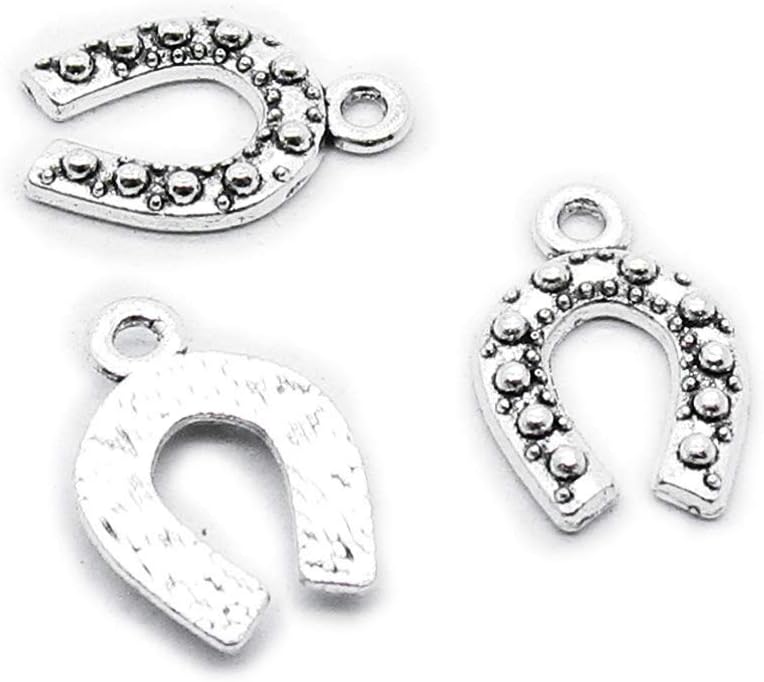 740 Pieces Antique Silver Plated Jewelry Charms GY04083 Horseshoe Horse Hoof