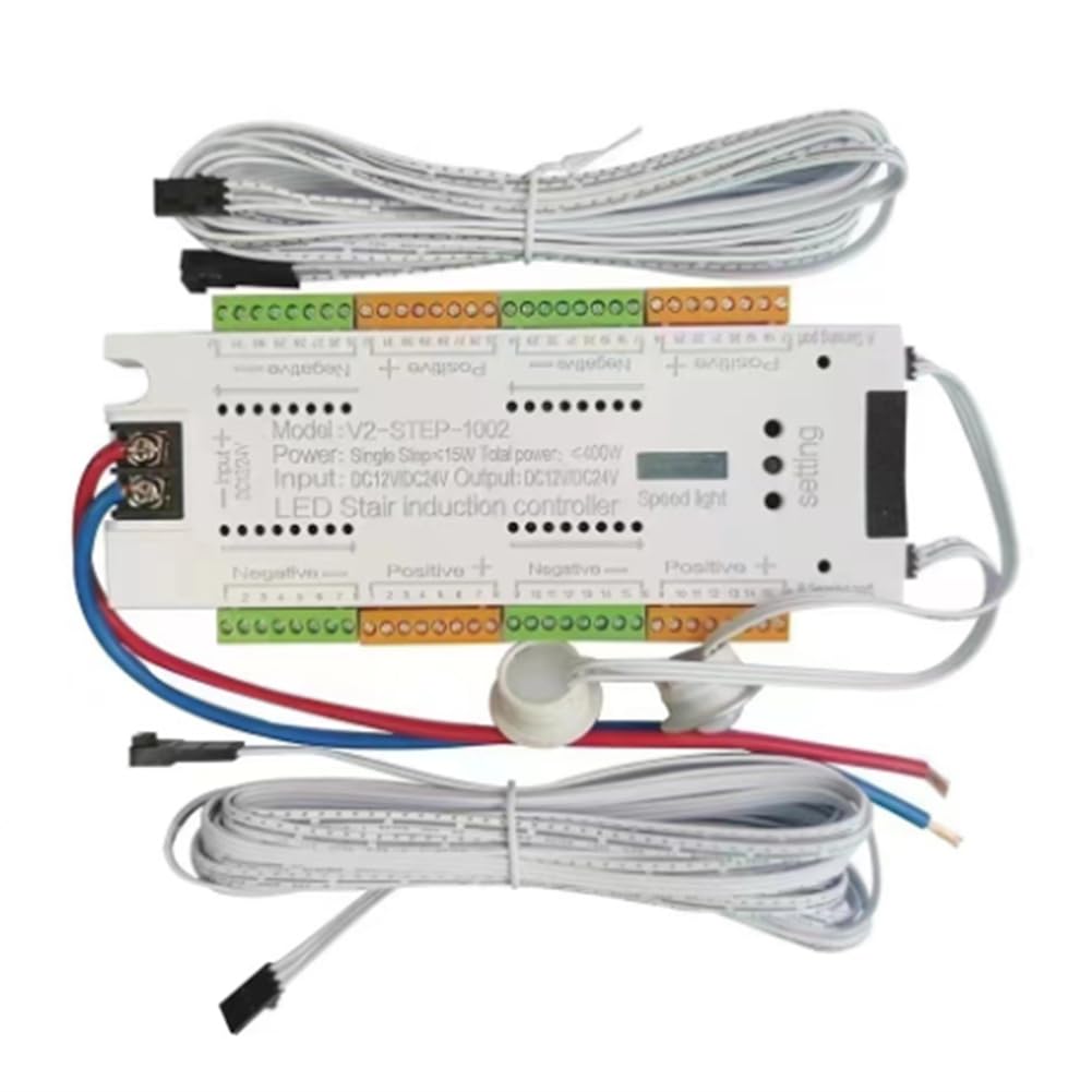 Kit Controller Luce Scale con Sensore di Movimento A LED per Illuminazione Scale Automatica A 32 Canali per Scale Striscia Flessibile 12V 24V