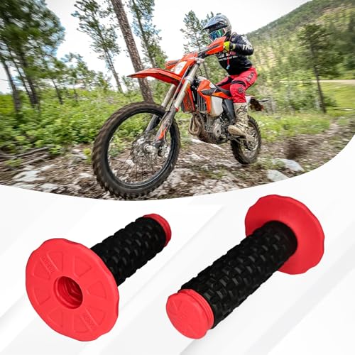 Image of 2PCS Motorcycle Handlebar Grips, 7 /8 inch Anti-Slip Dirt Bike Grips, Universal Motocross ATV Rubber Pillow Top Grips for CR80R /85R,CRF150R, CR125R /250R,CRF450R, CRF150F CRF230F CRF450F(Red)