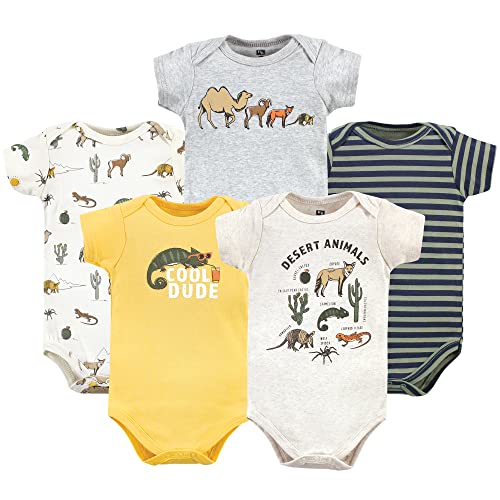 Image of Hudson Baby Unisex Baby Cotton Bodysuits, Desert Animals, 3-6 Months
