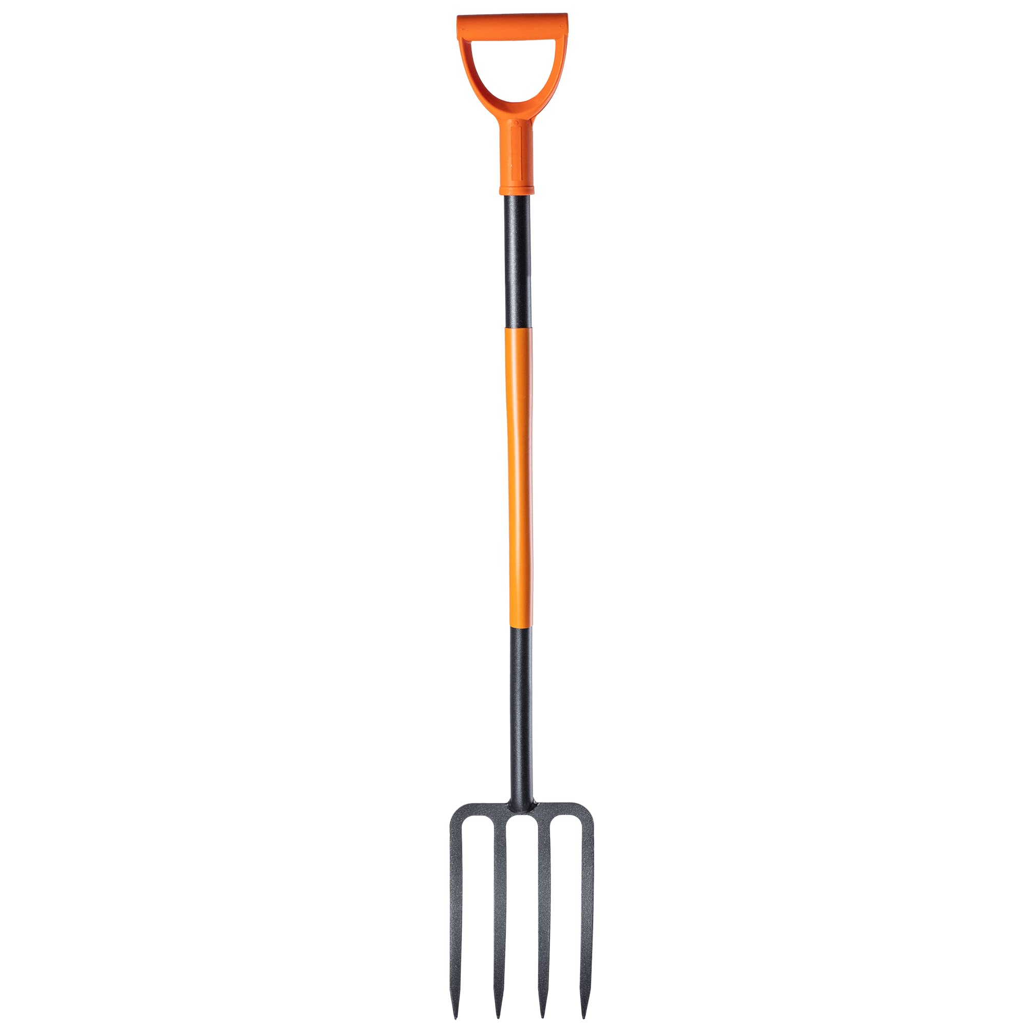 KADAX Fourche à Bêcher d'une Tête en Acier Trempé au Carbone, Outil de Jardin avec Manche Long et Poignée en Forme D, Fourche de Jardinage (4 Dents)