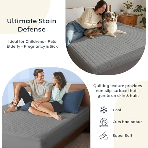 Image of Ayka 100% Waterproof Quilted Mattress Protector King Size 72x72 inch Breathable Noiseless Ultra Soft Fitted Bed Protector Mattress /Bed Cover (Grey, King (72 * 72 inch))