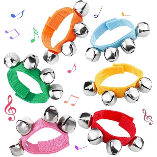 Image of POPLAY 6 PCS Percussion Instruments, Wrist Bells Jingle Bells Musical Rhythm Toys