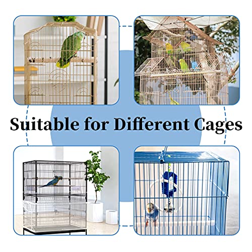 Daoeny Large Bird Cage Cover, Bird Cage Seed Catcher, Adjustable Soft Airy Nylon Mesh Net, Birdcage Cover Skirt Seed Guard For Parrot Parakeet Macaw African Round Square Cages thumb #5