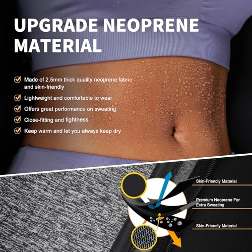 Feelingirl LB4011803A-L Women'S Neoprene Workout Top Waist Trainer Corset Trimmer Belt Body Shaper Cincher Zipper Slimming Grey L thumb #3