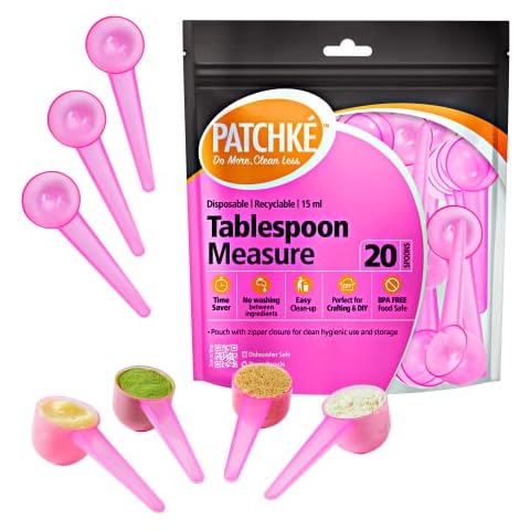 Patchke Disposable Measuring Spoons, Fits in Jar, Good for Formula, Coffee, Pet Food (15 ml - 1 Tablespoon - 20 Pack) Cover
