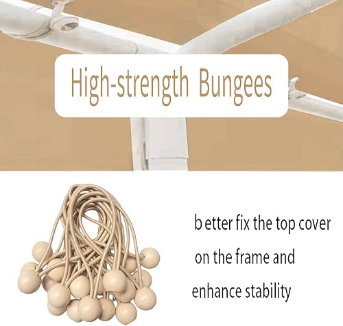 Miniatura 9 de Rutile - Toldo de 12 x 20 pies para cochera, solo para tienda de campaña, cubierta de refugio superior de lona con bungees de bola, color beige
