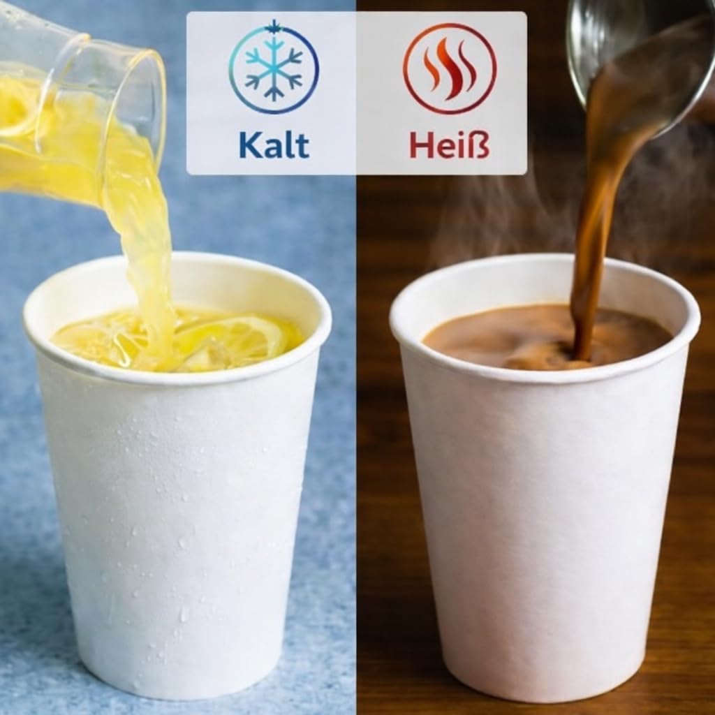 Pappbecher Weiß 200 ml, 1000 Stück – Einwegbecher für Kaffee, Tee & Kaltgetränke – Stabile Trinkbecher für Büro, Gastronomie, Catering & Veranstaltungen