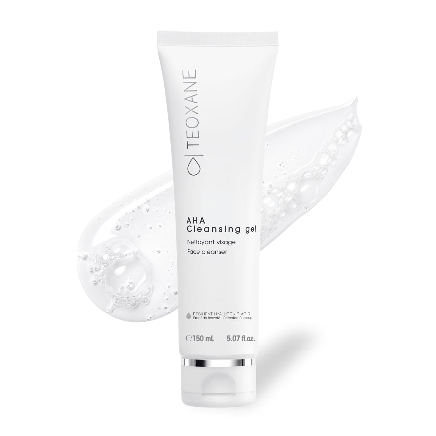 TEOXANE - AHA Cleansing Gel, Detergente esfoliante con AHA, Acido glicolico, Acidi della frutta e RHA®: deterge in profondità, Leviga e migliora la grana della pelle, Ideale per tutti i tipi di pelle