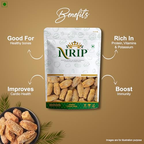 Image of NRIP Premium Yellow Dates Dry Khajoor (Pila Chuara) 200 Gm