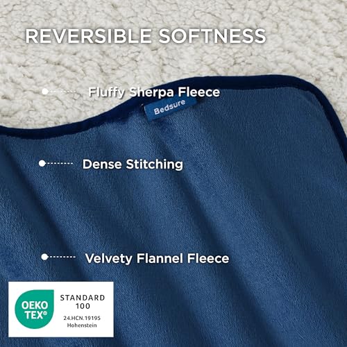 Image of Bedsure Waterproof Dog Blankets for Small Dogs - Small Cat Blanket Washable for Couch Protection, Sherpa Fleece Puppy Blanket, Soft Plush Reversible Throw Furniture Protector, 25 inchX35 inch, Blue