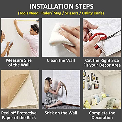 Image of SAYFINE 3D Wall Panel Wallpaper, Self Adhesive PE Foam Brick Sticker, Waterproof Wall Covering for Home Decor, 70 x 70 cm (Pack of 3, 15.81 Sq. Ft. Approx)