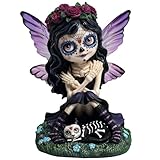Veronese Design 4 3/4 Inch Day of The Dead Sugar Skull Butterfly Fairy Petting Cat Resin Hand Painted Figurine