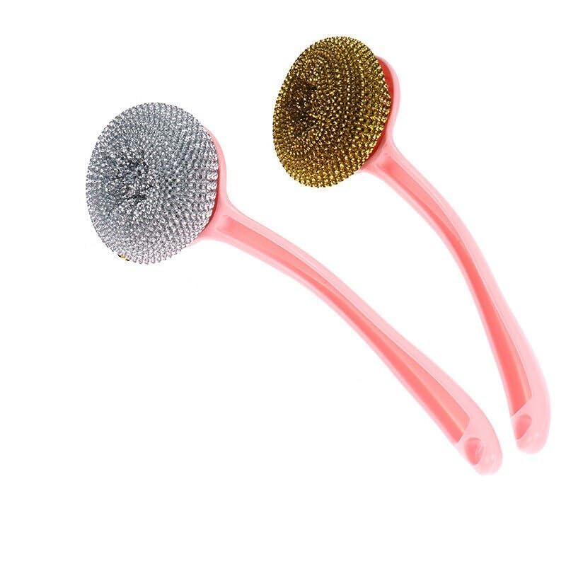 ZURITY Wire Ball Brush with Handle Hand Protection Brush with Plastic Handle Stainless Steel Home Kitchen Dish,Bowl, Pan Cleaner Brush Scrubber.
