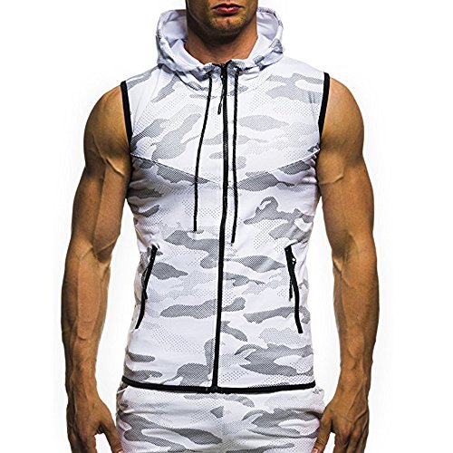 Misaky Men's Summer Camouflage Hoodie Hooded Sleeveless T-Shirt Top Hunting Shirt Active Shirts