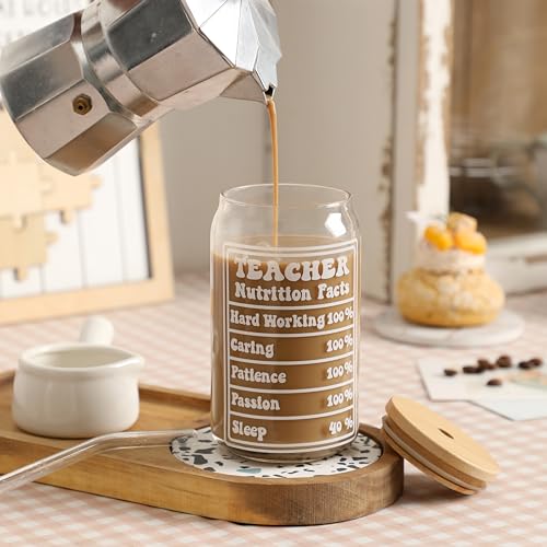 WODOHOLO Teacher Appreciation Gifts, 16oz Glass Cup with Straw and Lid, Teacher Gifts for Women,Teachers Appreciation Week,Birthday, Back To School,Retirement - Image 3