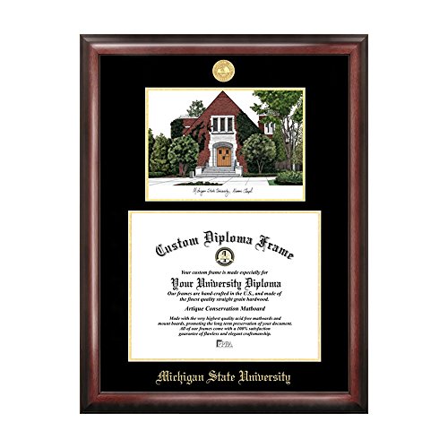 Campus Images Michigan State University, Alumni Chapel, Gold Embossed Diploma Frame Lithograph