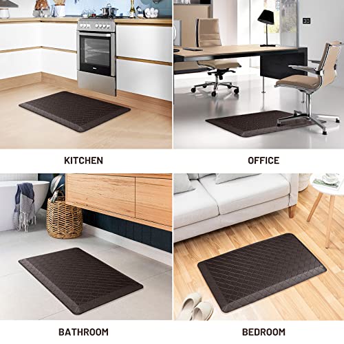 Image of HappyTrends Kitchen Floor Mat - 4 /5 Inch Thick Anti-Fatigue Kitchen Rug,Waterproof Non-Slip Kitchen Mats and Rugs Heavy Duty Ergonomic Comfort Rug for Kitchen,Office,Sink(17.3 inch x 28 inch, Chocolate)