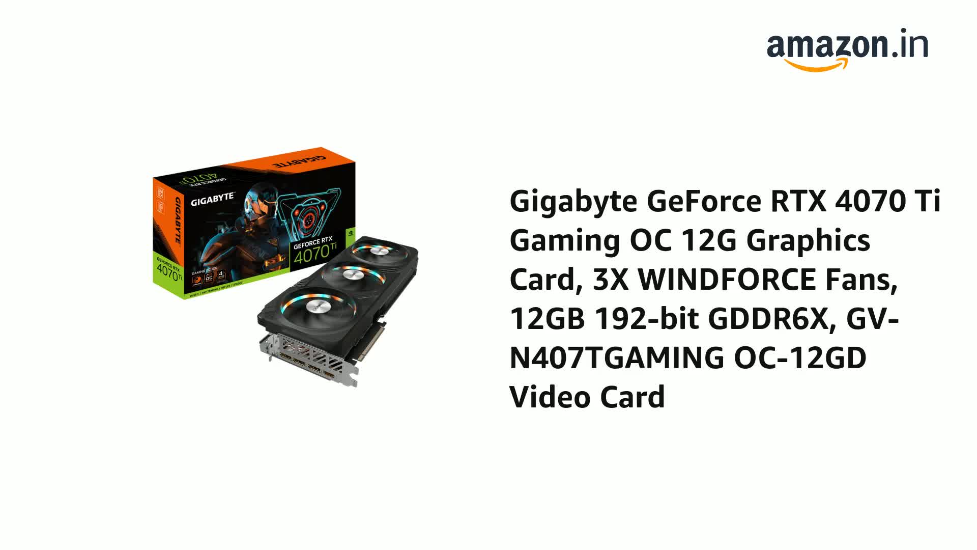 Amazon.in: Buy GIGABYTE Geforce RTX 4070 Ti Gaming Oc 12G Graphics