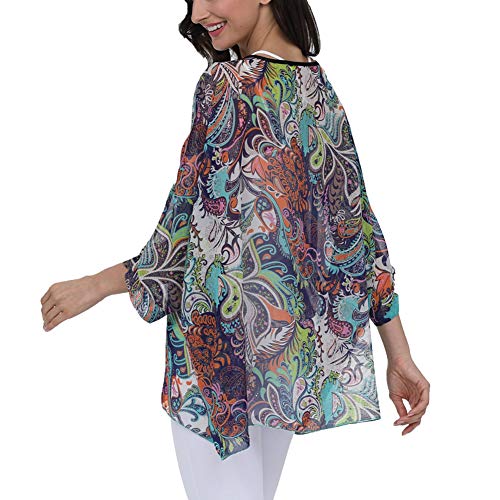 Image of Ckikiou Plus Size Batwing Flowy Semi Sheer Chiffon Blouse Tunic for Women Summer Floral Print Boho Beach Cover ups