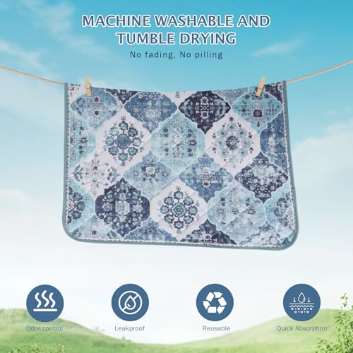 Image of IEUUMLER Washable Pee Pads for Dogs, 1 Pack Reusable Pee Pads for Dogs Non-Slip Grip, Super Absorbent Waterproof Puppy Pads for Potty Training, Playpen, Crate, Whelping Box EU011 (Blue,63 inch x 63 inch)