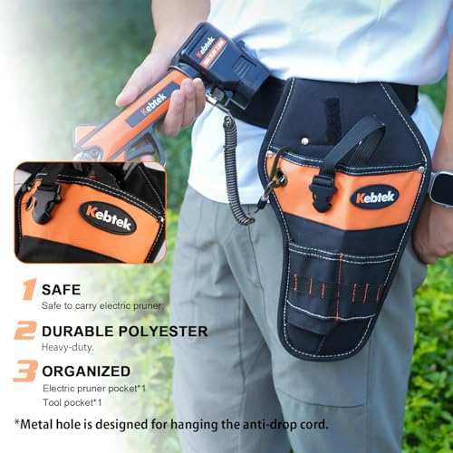 Image of Heavy Duty Construction Tool Belt for Electric Pruning Shear with Battery Pocket Tool Pouch Hanging Pouch - Adjusts from 33 Inches to 42 Inches (Black)