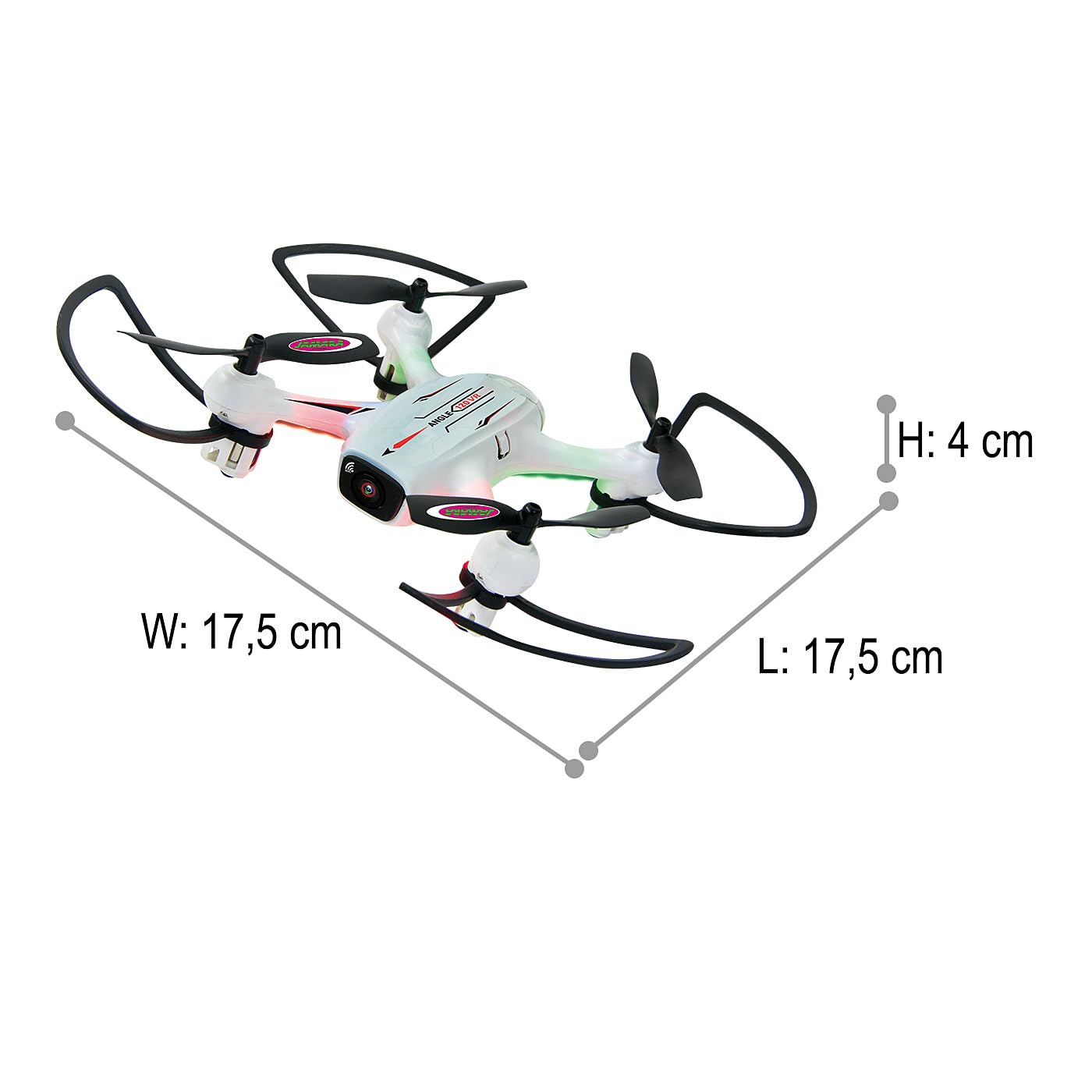 JAMARA 422029 - Angle 120 Altitude HD Wifi VR, inkl. VR-Brille, Altitude Hold Adjustment, Kompass/Flyback, Track following - Flugbahn-Planung-Modus,120 Degree Weitwinkel-Kamera,Unterspannungswarnung