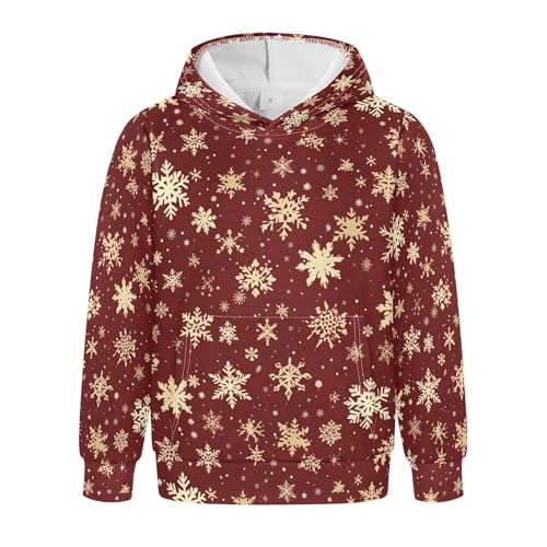 Kids Hoodies Sweaters Christmas Xmas Snowflake Hooded Sweatshirts with Big Pockets for Boys Girls B0400096