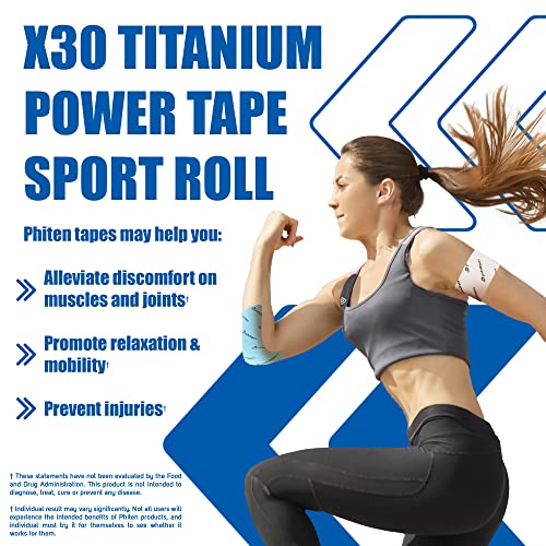 Phiten X30 Titanium Power Tape - Water-Resistant Kinesiology Tape For Muscle, Knee, Shoulder And Joint Support -  Professional Sports Therapeutic Athletic Kinesio Tape - Turquoise, 2” X 14.7’ #TOP1