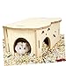 CVUTOVO Hamster Hideout House Wooden Nest Sleep Play Bite-Resistant Guinea Pig Cabin Pet Decor Easy Clean