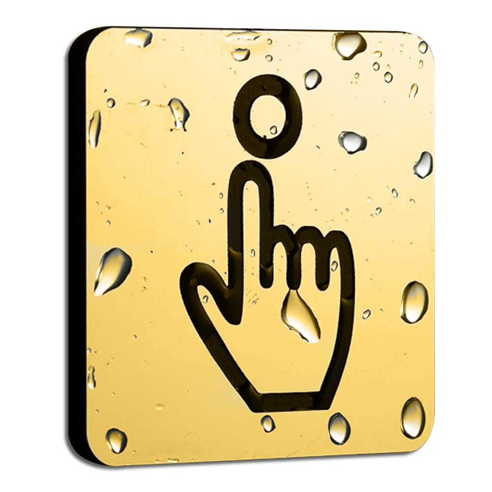 Lanhope Gold Doorbell Sign Acrylic 6×6Cm Please Ring The Bell Simple Style With Double-Sided Tape, Waterproof, Sun Protection, Not Easy To Fade For Home School Office Front Door Wall Plaque (Gold)