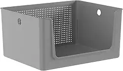 Ou Cesto Organizador Multiuso com abertura frontal 16L Chumbo Linha Flow