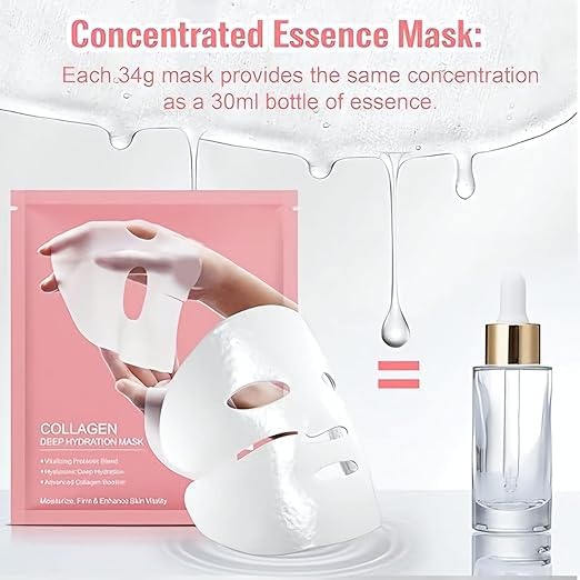 Image of Collagen Face Masks - Deep Hydrating & Firming Overnight Hydrogel Mask, Anti-Wrinkle Lifting, Real Collagen Infused for Plump Skin, Skin Treatment Mask (4 pcs)