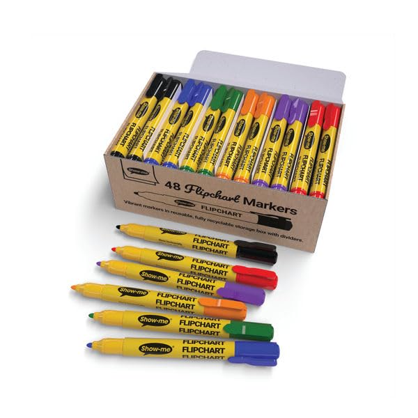 SHOWME FLIPCHART MARKERS AST PK48