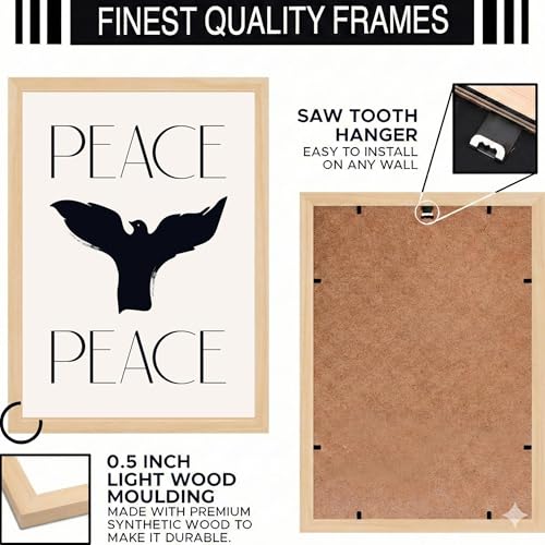 Image of BLINKART Peace Dove Aesthetic Modern Art Walls With Frame | Natural Wood Texture | Living Room Bedroom Office Wall Decoration | Poster Home Decor Frames Wall Bedroom | 12x8 Inches (D66)
