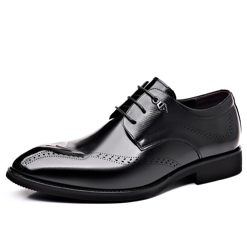 Men's Dress Shoes Classic Lace Up Formal Tuxedo Derby Shoes Breathable Leather Wingtip Brogue Oxfords