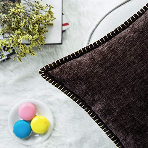 Calitime DSC0422H50-DOUBLE Throw Pillow Cases Calitime Pack Of 2 Cotton Thread Stitching Edges Solid Dyed Soft Chenille Cushion Covers thumb #4