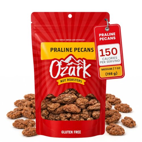Image of OZARK NUT ROASTERS, Praline Pecans, Sweet & Creamy French-Inspired Gourmet Snacks, World-Class Gourmet Candied Nuts, Resealable Pack (7.0 oz)