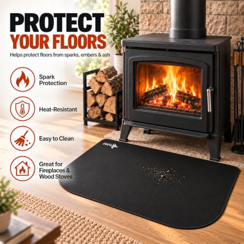 FLASLD Tapis de cheminée d'intérieur Ignifuge en Fibre de Verre pour cheminée et cheminée - Anti Feu Tapis de Protection Contre Les braises pour Ignifuge et poêle 64 x 99 cm – vue 6