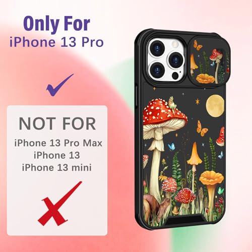 Image of Funermei for iPhone 13 Pro Case - Women Girls Cute Phone Cover Girly Pretty Aesthetic Mushroom Plant Unique Design with Camera Cover Funda for Apple for iPhone 13 Pro